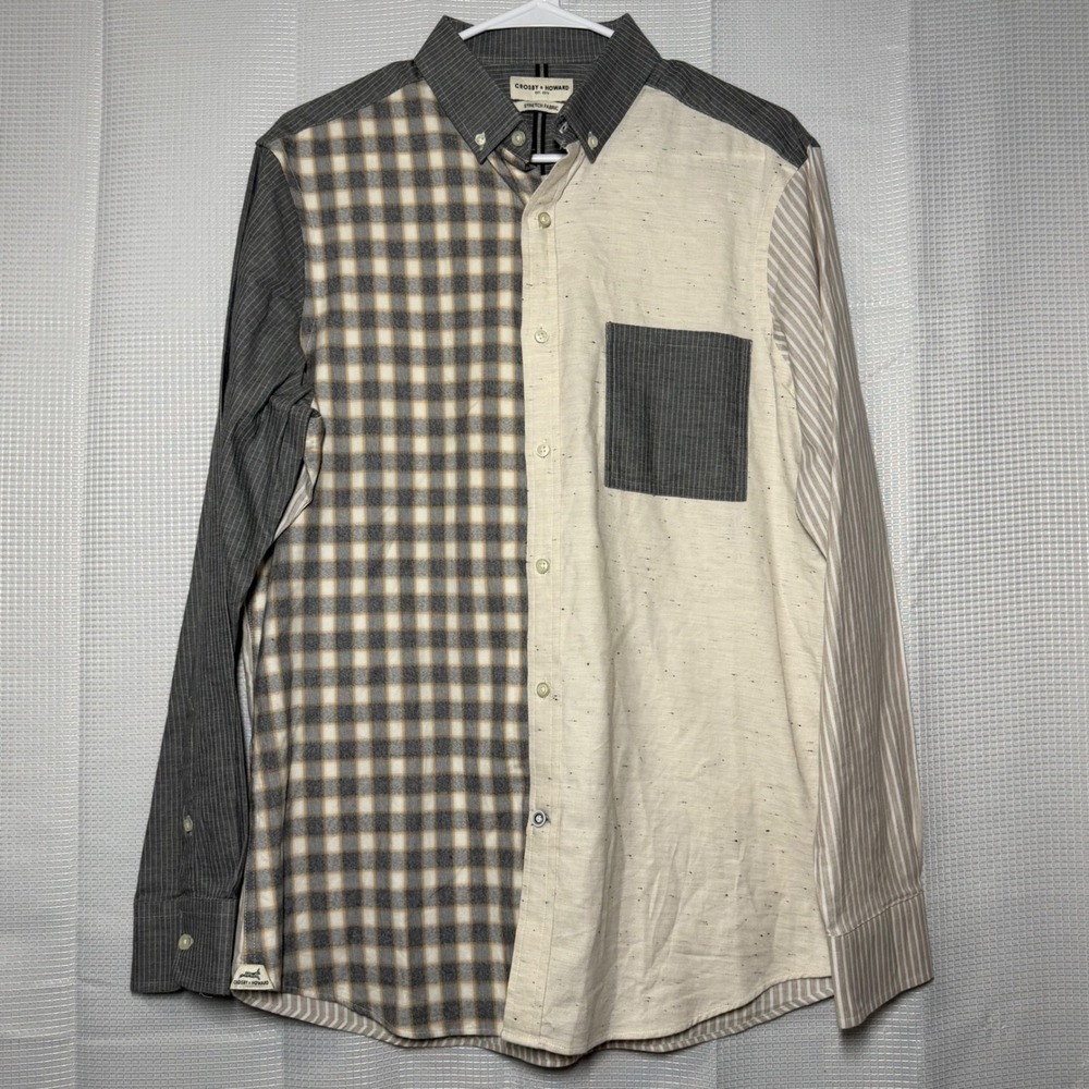 Crosby & Howard Button Down‎ Shirt Large Multicolor Patchwork Stripe Check